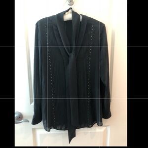 Belstaff Black Pleated Silk Blouse Size 40